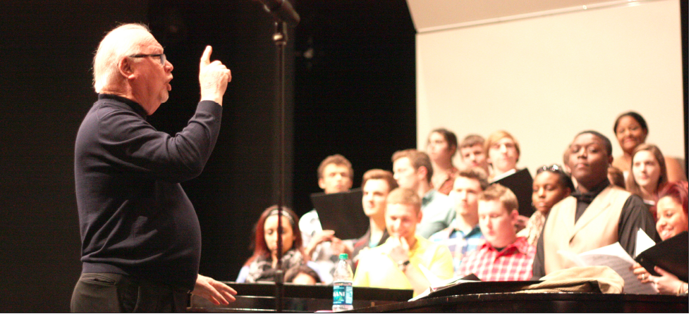 Derric Johnson conducts Kirkwood High School, University of Missouri- St. Louis and STLCC- Meramec’s choirs. Johnson has been working with various choirs for 50 years. He arranged and conducted the final two songs of the choral concert. PHOTO | CASSIE KIBENS