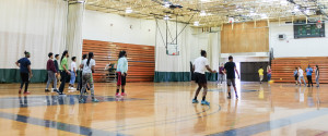  Meramec students prepare for a dodgeball match on Friday, March 30 at a game hosted by the International Club. 
